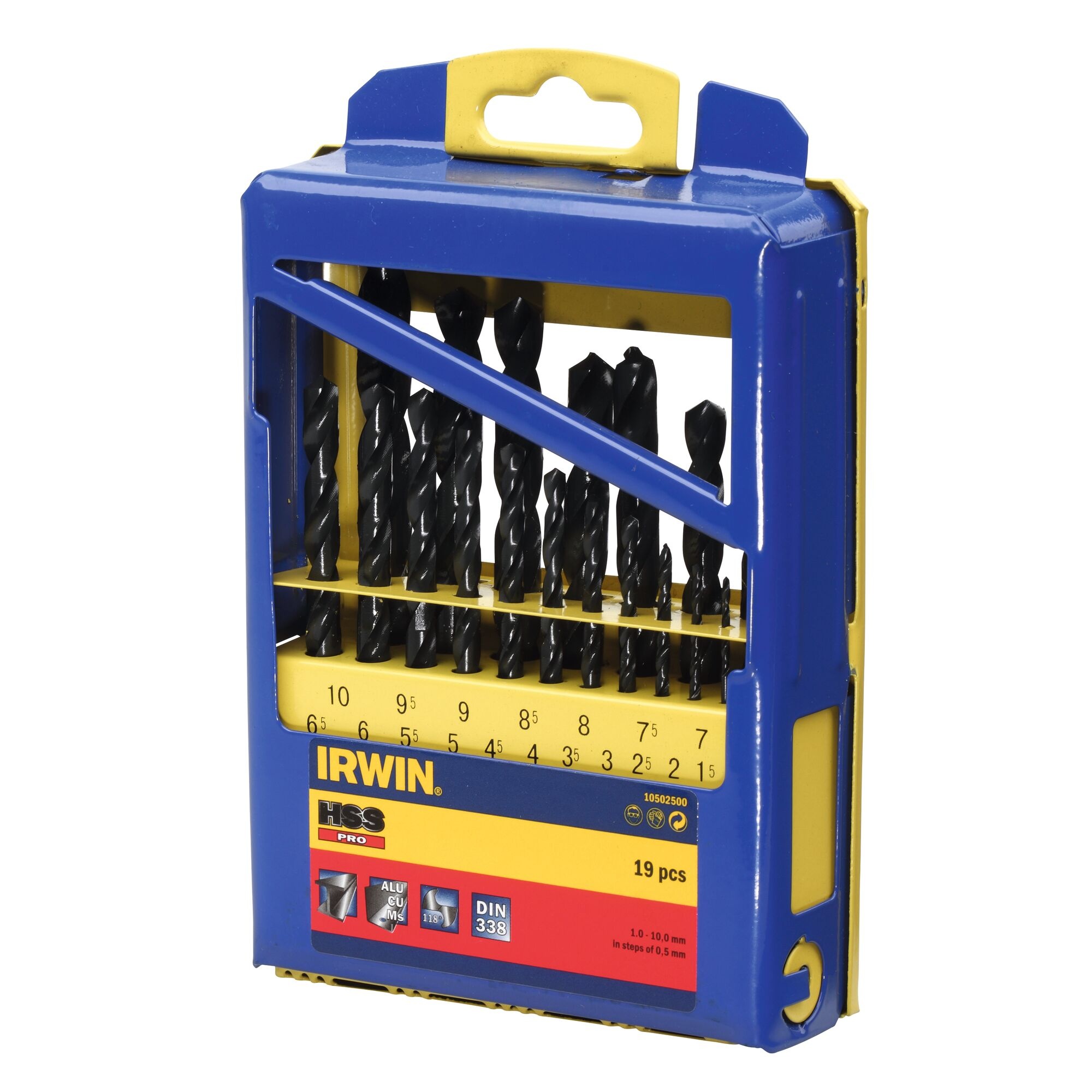 IRWIN HSS PRO, 19PCS Set in metalen koffer: 1,0 - 10,0 mm