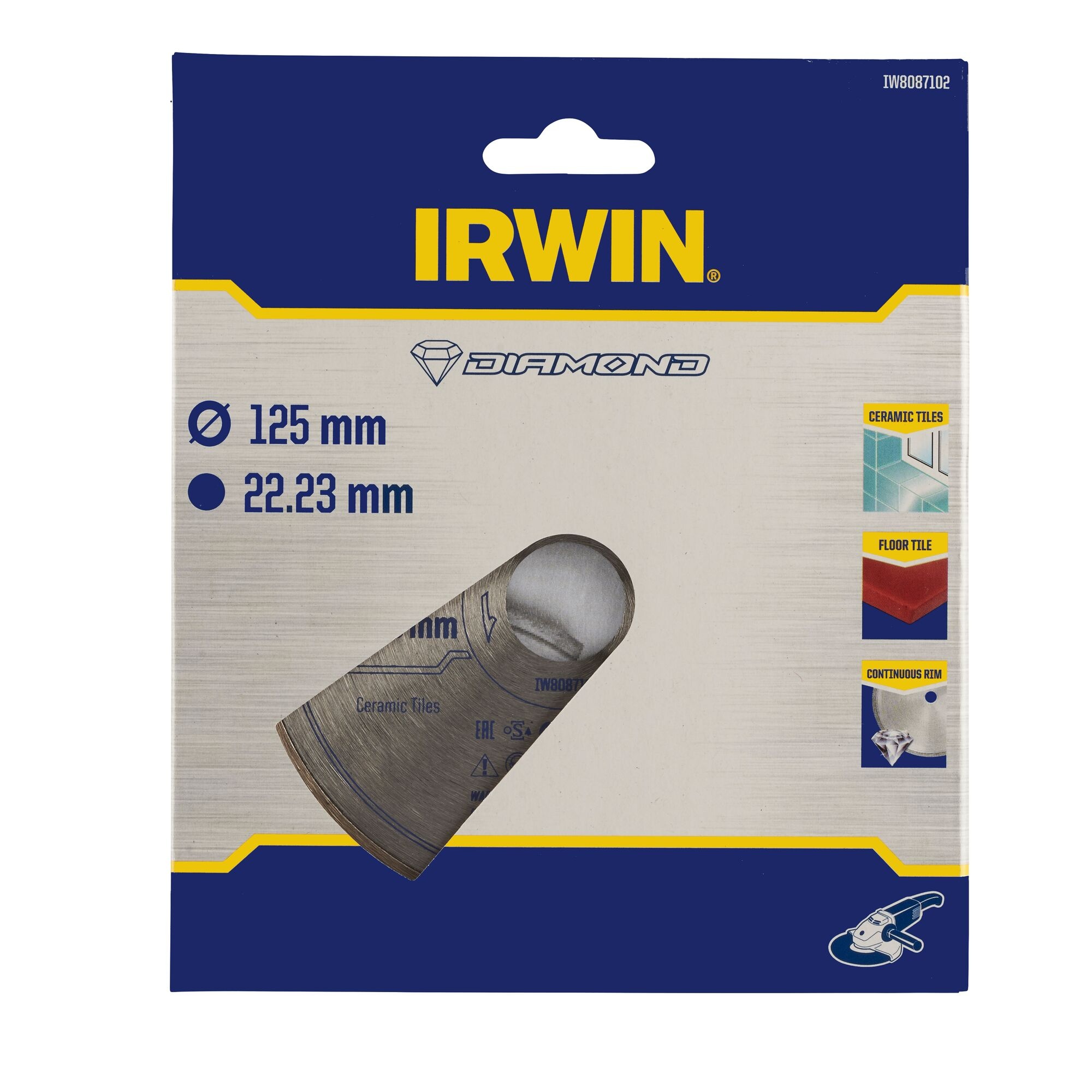 IRWIN Pro Performance diamantzaagblad 125mm voor haakse slijper, keramiek en tegels, volle rand - Detailed view of the product