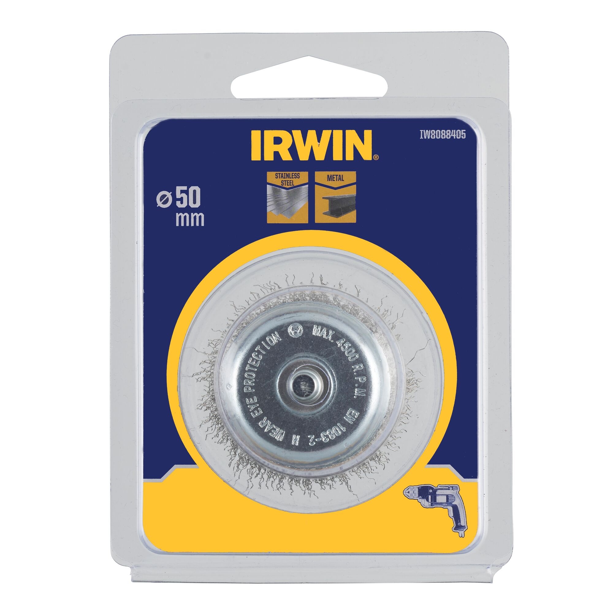 IRWIN Komstaaldraadborstel (boormachine) voor RVS, diameter 50mm. - Detailed view of the product