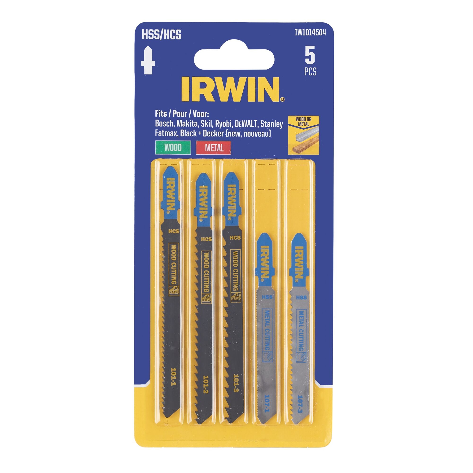 IRWIN Set decoupeerzaagbladen 5PCS Mix hout grof, medium, fijn /metaal fijn, medium - Detailed view of the product