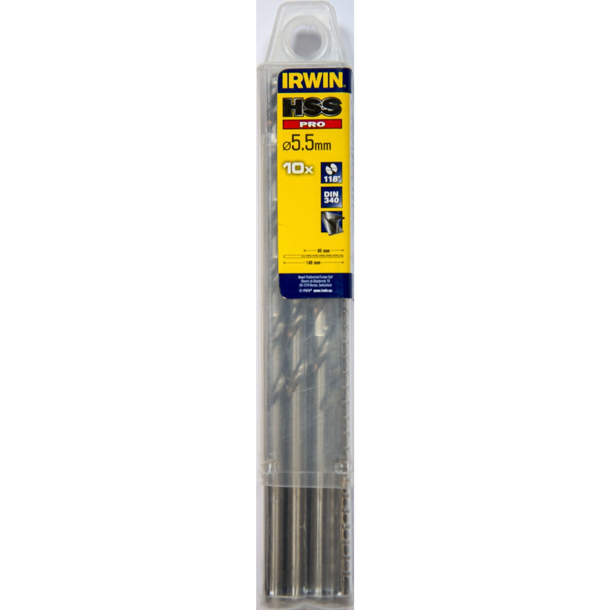 IRWIN HSS PRO Metaalboor (lang) 118° 5.5mm 10PCS
