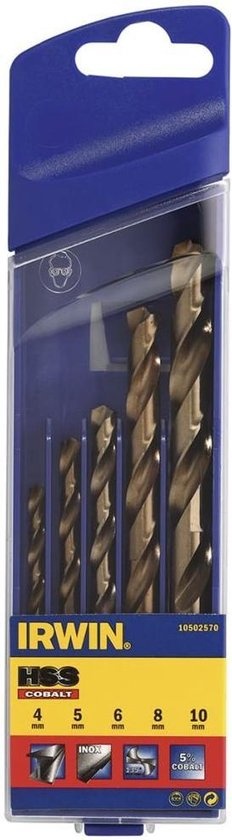 IRWIN HSS Metaalboor 135° Cobalt, 5PCS Set: 4/5/6/8/10mm