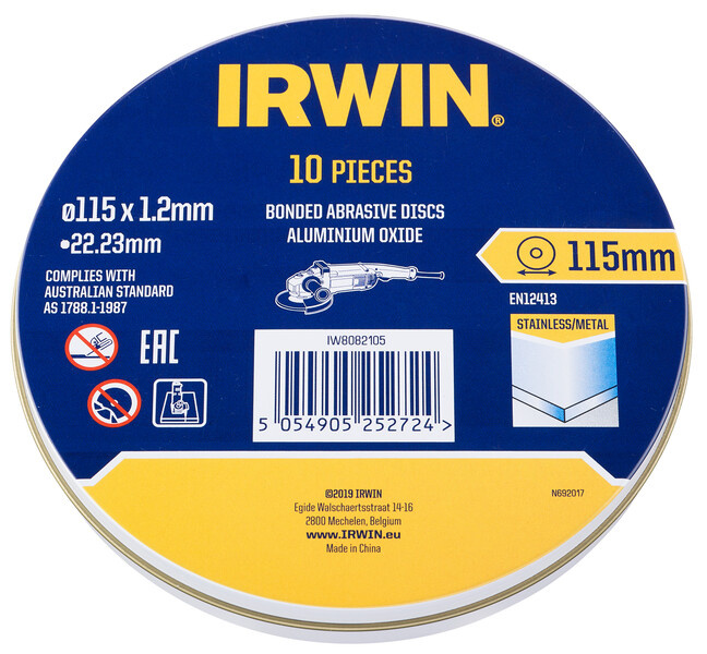IRWIN Blik doorslijpschijfven metaal 10PCS - 115x1,2mm - Detailed view of the product