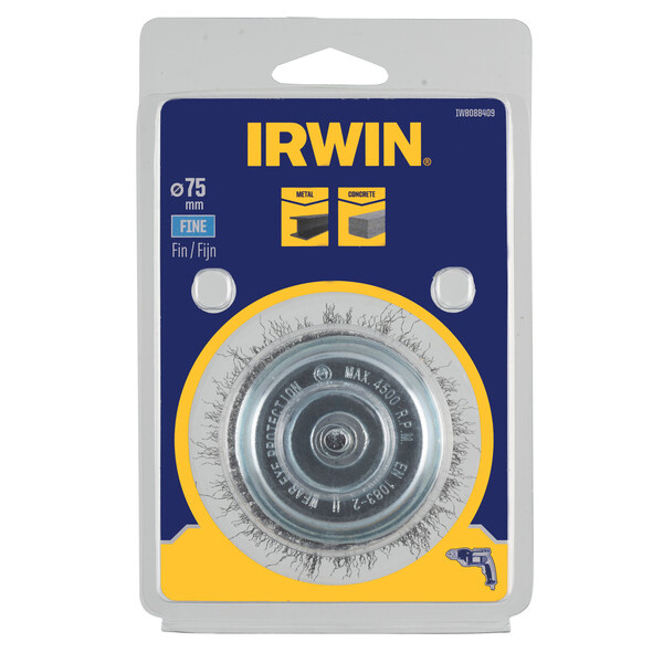 IRWIN Komstaaldraadborstel (boormachine) voor metaal, beton - fijn, diameter 75mm. - Detailed view of the product