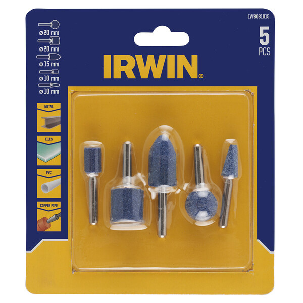IRWIN Set slijpstenen 5PCS (boormachine) voor metaal, keramiek, pvc, koper, as 6mm - Detailed view of the product