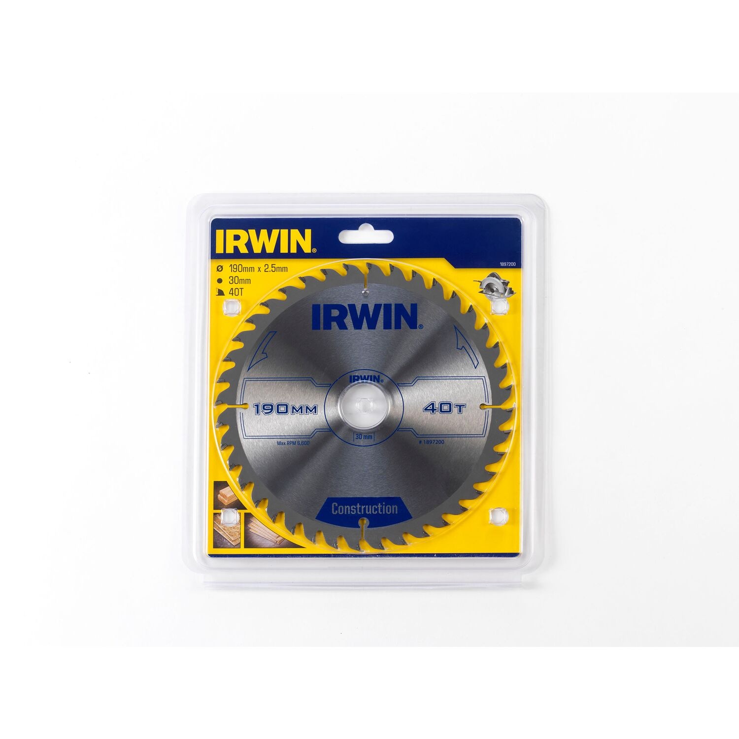 IRWIN Cirkelzaagblad T.C.T 190mm/40T- asgat 30mm - Detailed view of the product