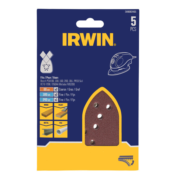 IRWIN Set Schuurstroken Black&Decker Mouse - mix K80/K180/K240 - Detailed view of the product