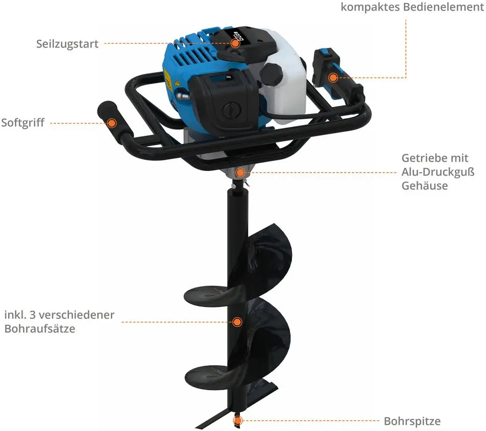 Güde GE 1450.1 Benzine Grondboor - 2 PK - Detailed view of the product