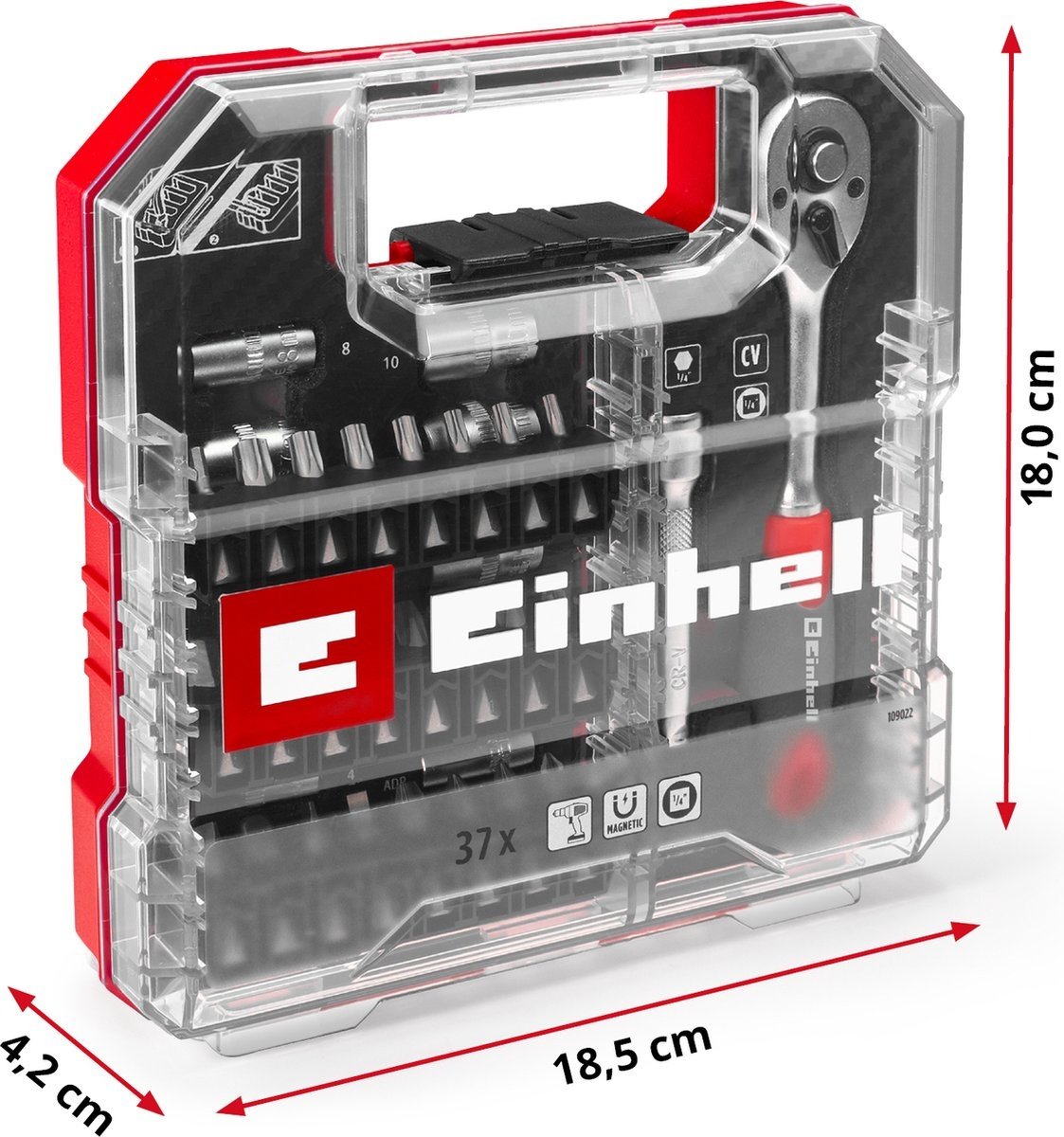 Einhell Dop&Bitsetset 37-Delig L-Case - Detailed view of the product