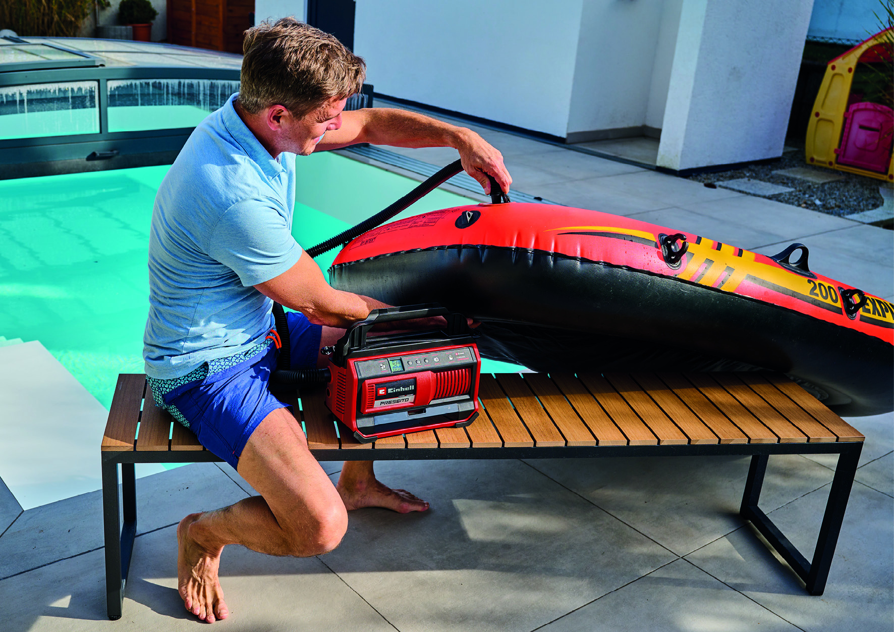 Einhell PRESSITO 18/25 Li Solo - 3in1 Accu Compressor - Power X-Change - Detailed view of the product