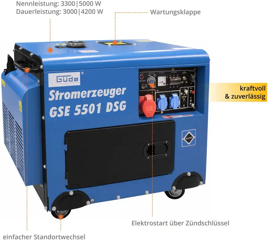 Güde Diesel Generator GSE 5501 DSG - Detailed view of the product