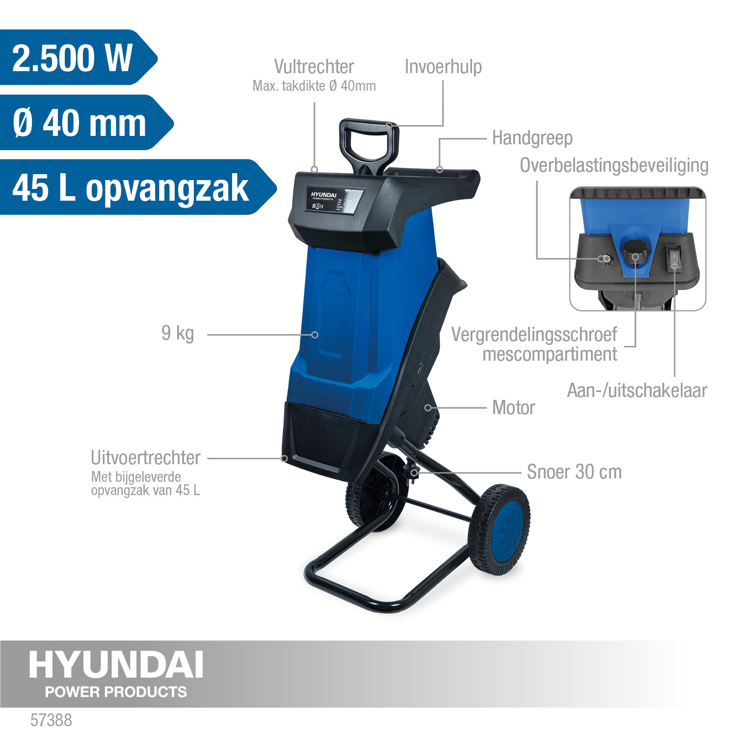 Hyundai Elektrische Hakselaar - 2500 Watt - - Detailed view of the product
