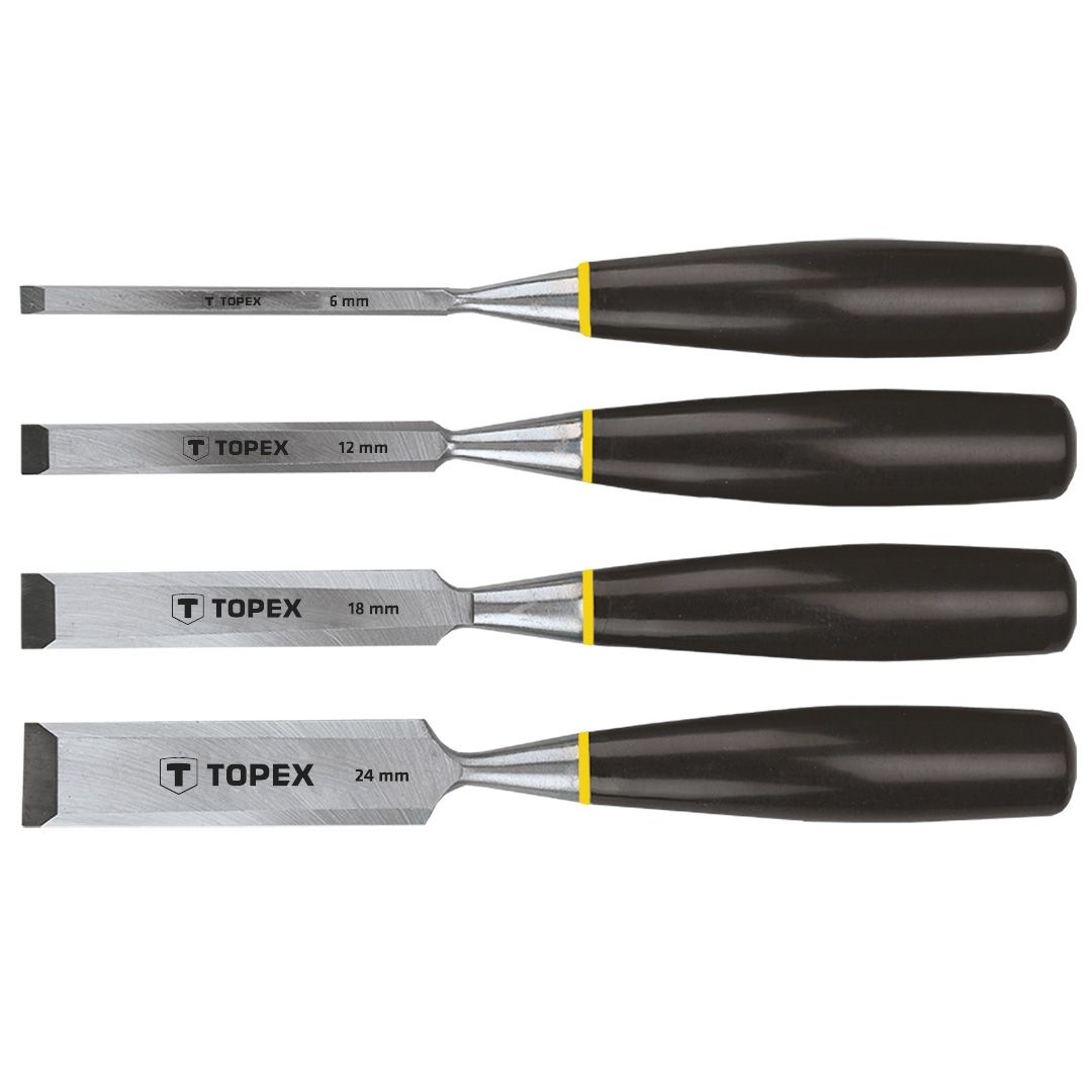 TOPEX Hout Beitelset 4-DELIG 6, 12, 18, 24MM
