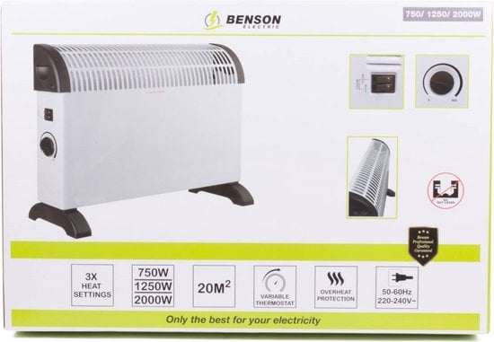 Heater convector 750/1250/2000W middel wit - Detailed view of the product