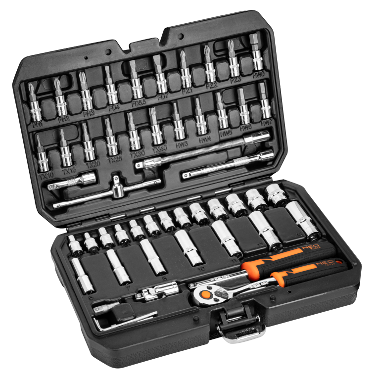 Werkzeugkoffer Chrom Vanadium TECPO Steckschlüssel Set 53-teilig - Das