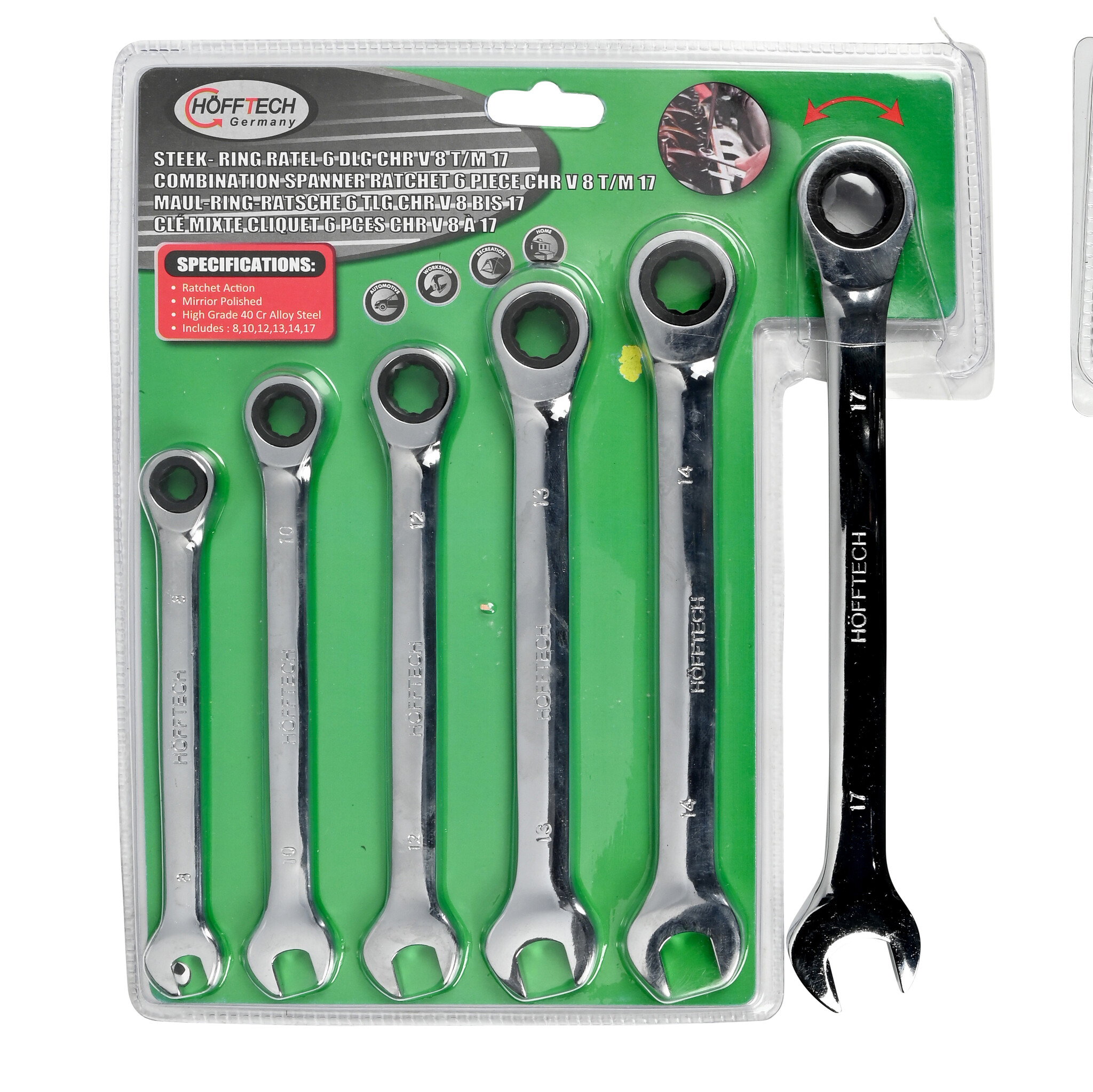 Benson Steek- en Ringratelsleutelset 6-delig Cr-V (007703) - Detailed view of the product