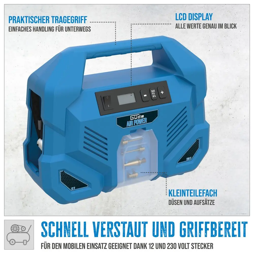 Güde Airpower Dual Drive 12/230V/5-delige Compressor - Detailed view of the product