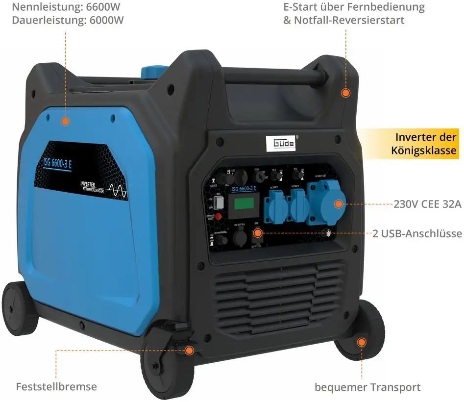 Gude Inverter stroomgenerator ISG 6600-3 E - Detailed view of the product