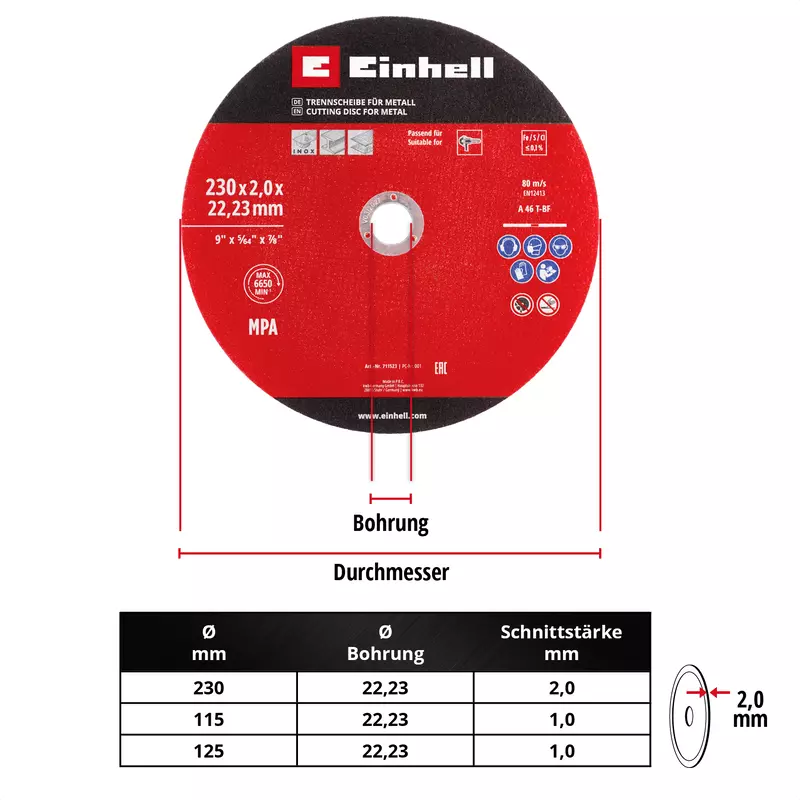 Einhell Slijpschijvenset - 3-delig -Ø230 mm - Detailed view of the product