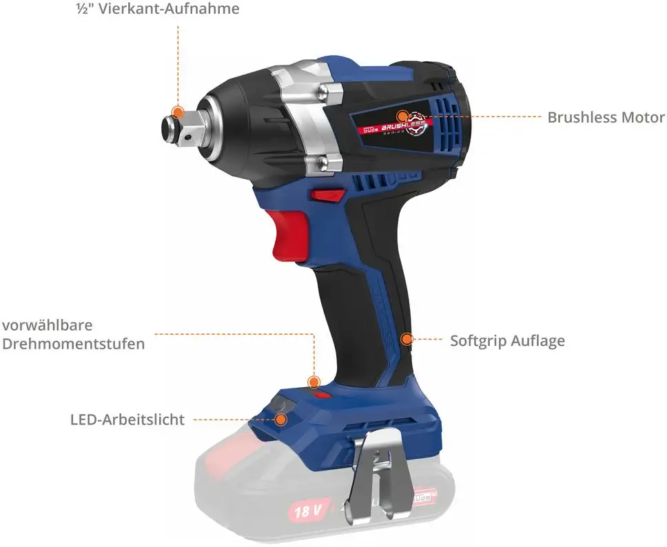 Güde Accu Slagmoersleutel BSS 18 1/2-0 BL - Detailed view of the product