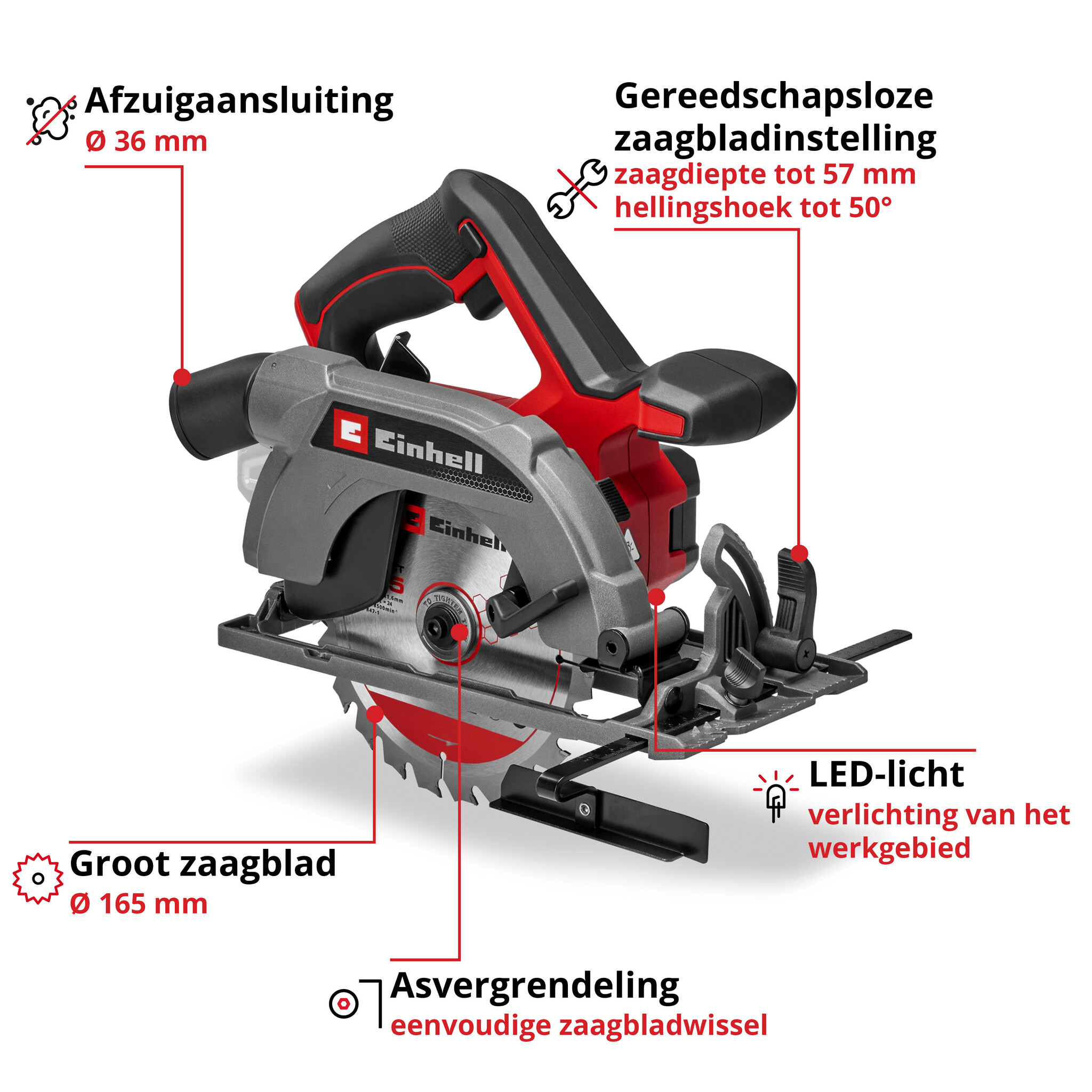 Einhell TE-CS 18/165-2 Li Solo Accu handcirkelzaag - Detailed view of the product