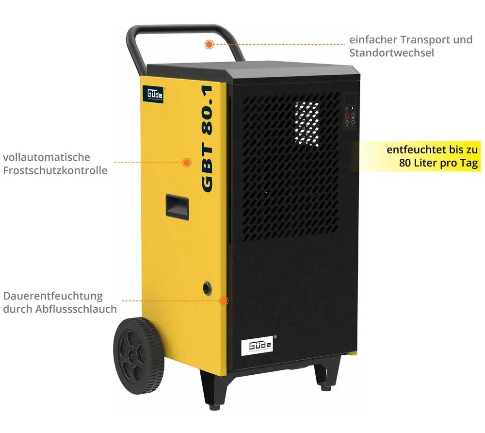 Güde GBT 80.1 Bouwdroger – Energiezuinige ontvochtiger voor bouw en kelder, tot 80 liter per dag - Detailed view of the product