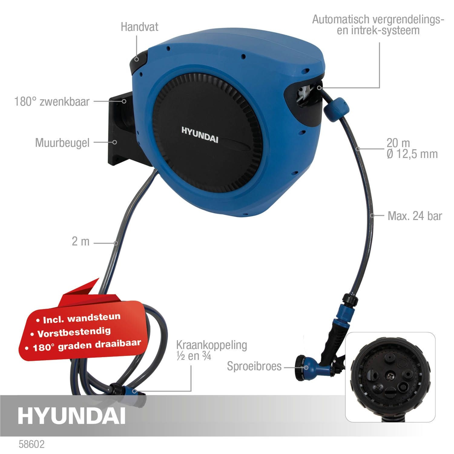 Hyundai Wandslangenbox 20 m x 12 mm thumbnail 3