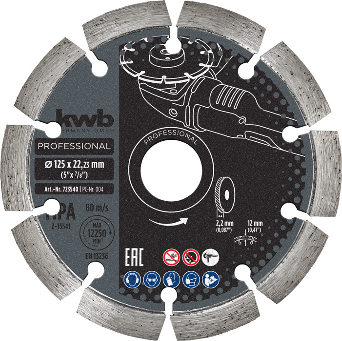 Diamant Doorslijpschijf 125 mm– Segmented Rim (Dry Cutting) Black Line