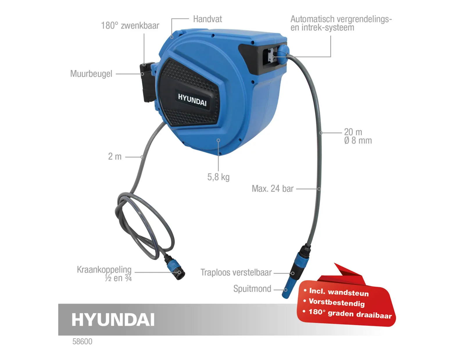 Hyundai slanghaspel 20 meter 12mm thumbnail 3