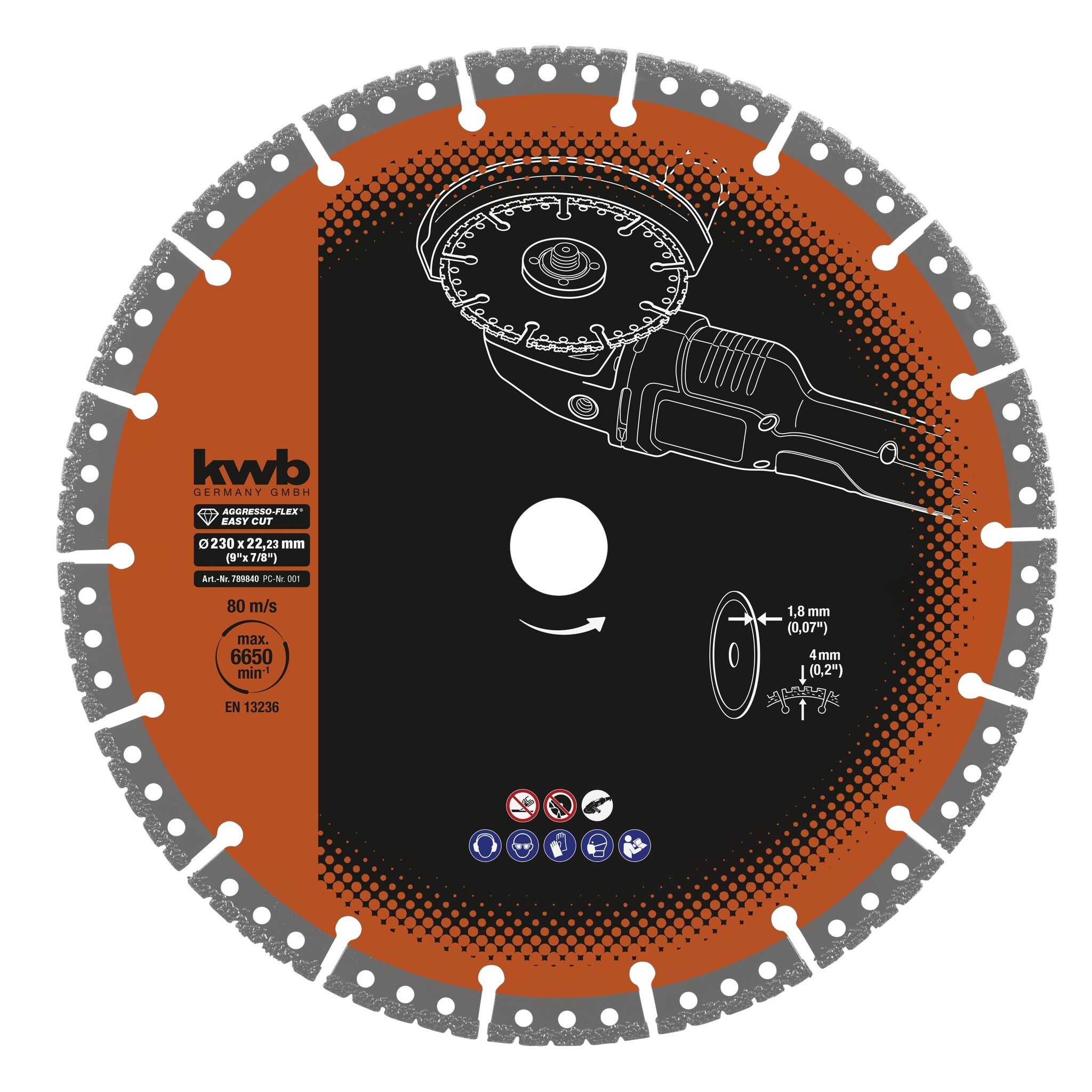 KWB MULTICUT Diamantzaagblad met Segmentrand 230 mm– Multicut