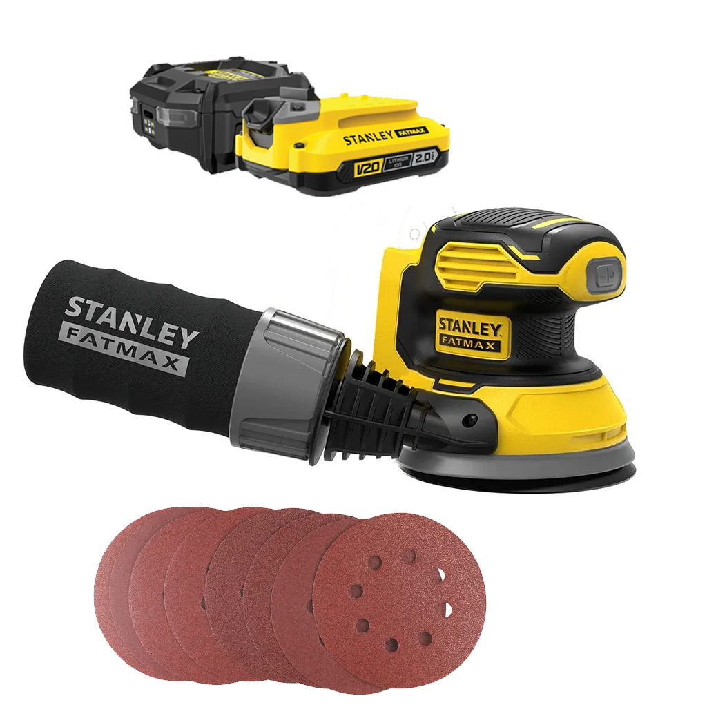 Stanley Excentrische Accu Schuurmachine SFMCW220B - STARTERKIT afbeelding