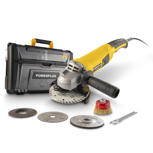 PowerPlus Haakse Slijper 1200WØ125 mm – incl. 5 accessoires afbeelding