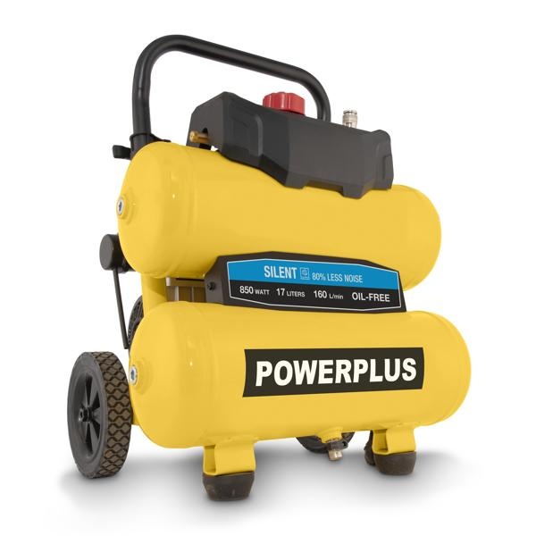 PowerPlus Olievrije Compressor Silent Twin Tank 850W– 17 liter afbeelding