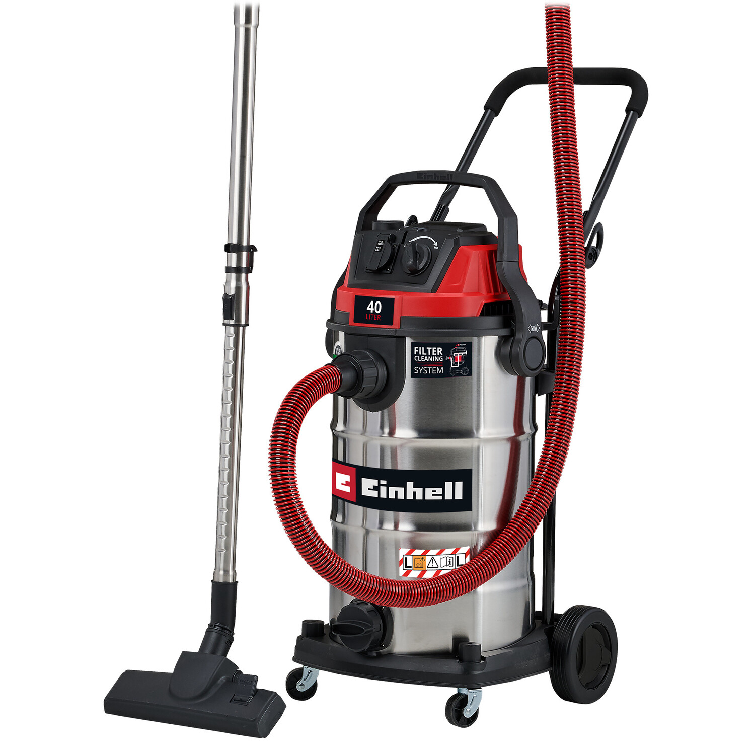 Einhell Nat-/Droogzuiger TE-VC 2340 SACL (1500 W, 225 mbar, 9 m actieradius, HEPA-plooifilter incl. filterreinigingssysteem, 40 L reservoir, stofbeschermingsklasse L, automatisch stopcontact 1900 W