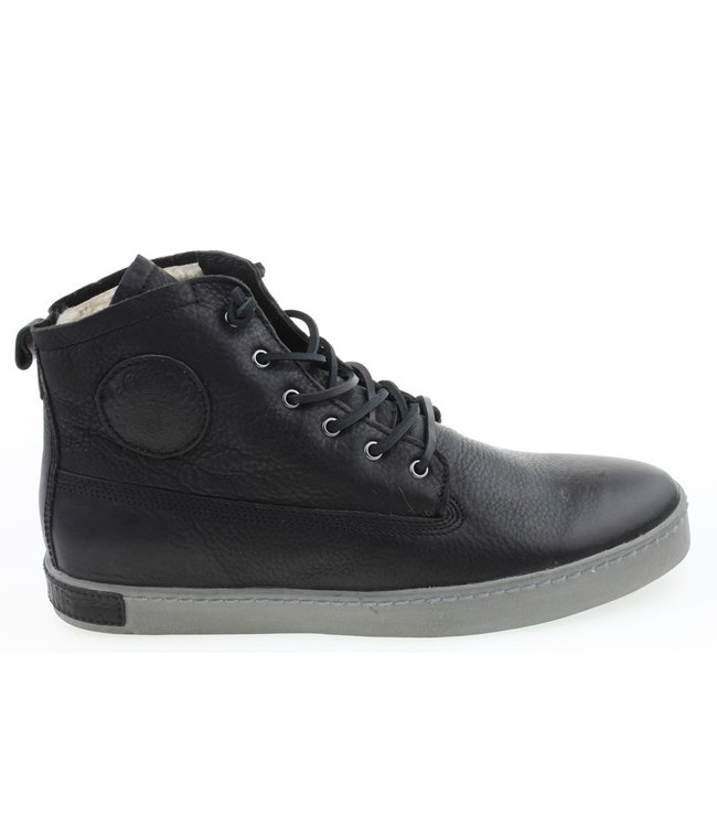 Blackstone Heren Sneakers Zwart nub mid sneaker | Van den Assem