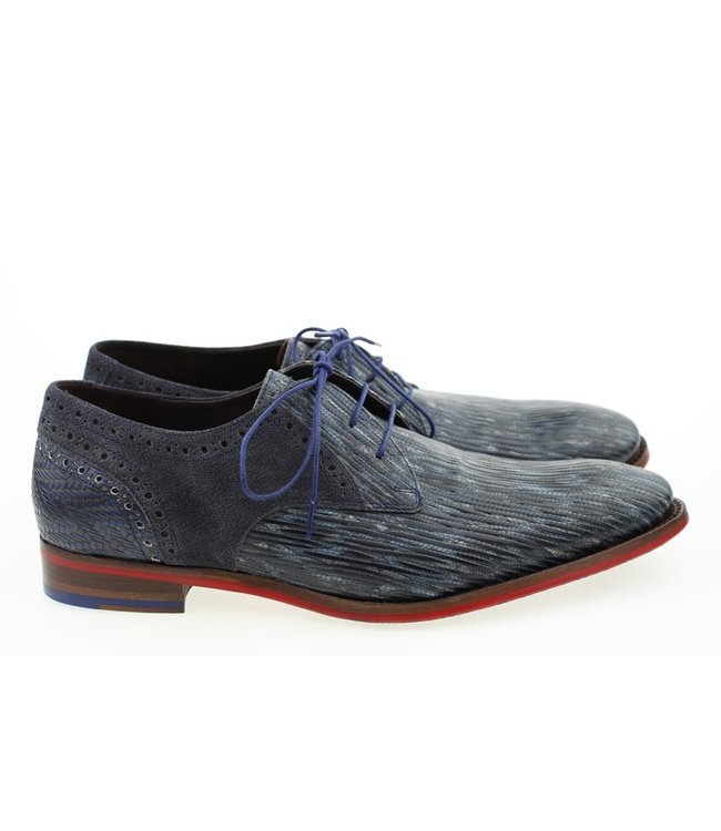 Floris van Bommel 18100 Metallic veterschoen blauw | Schutrups Schoenen  Exloo