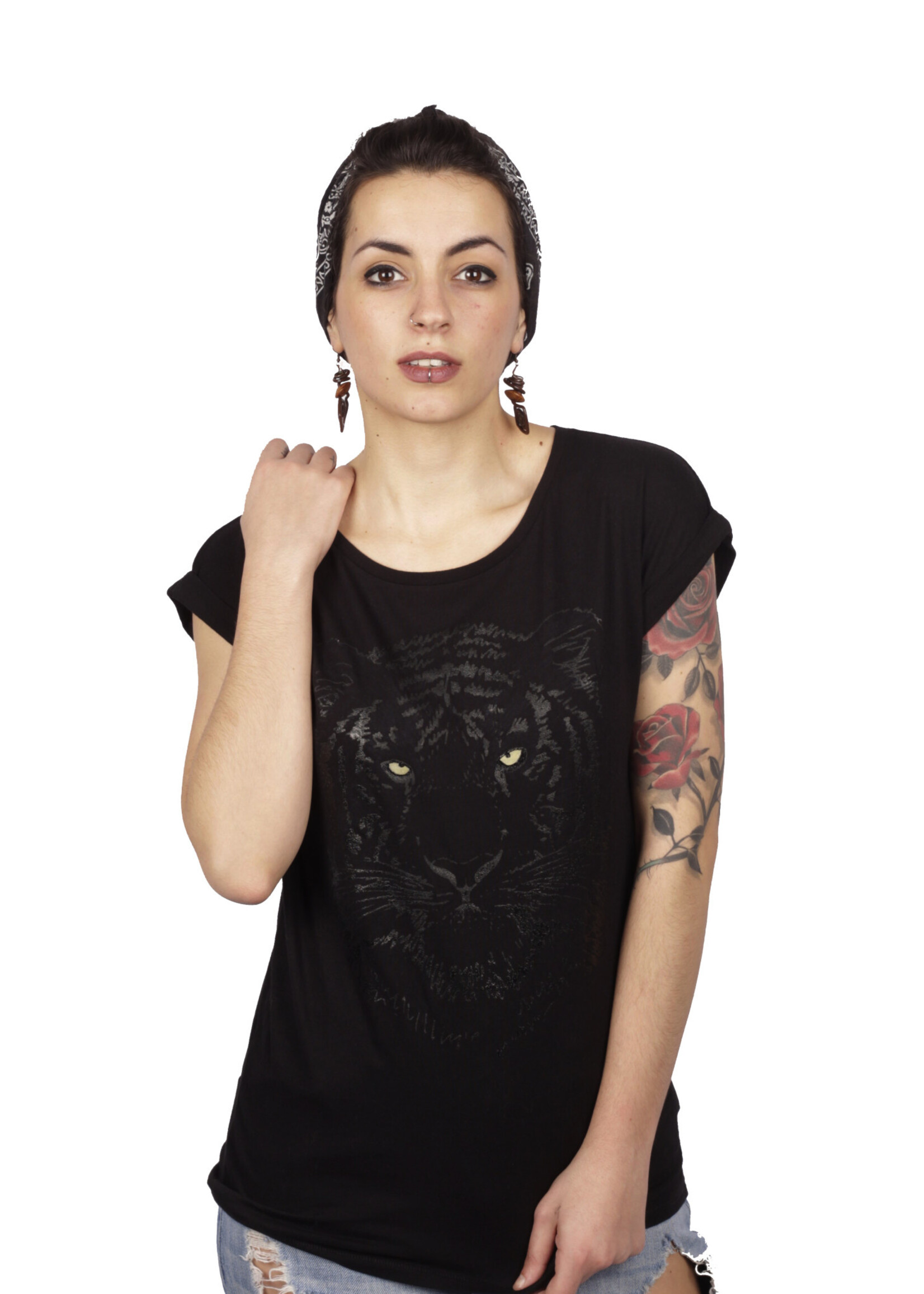 BLACK  TIJGER T-SHIRT - ROLL-UP (V)