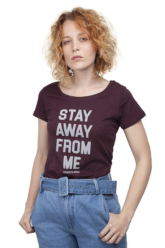 Project Cece Corona Special Stay Away From Me T Shirt Heather Grape Red