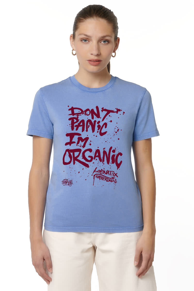 Don't Panic I'm Organic T-shirt - Vintage Blue