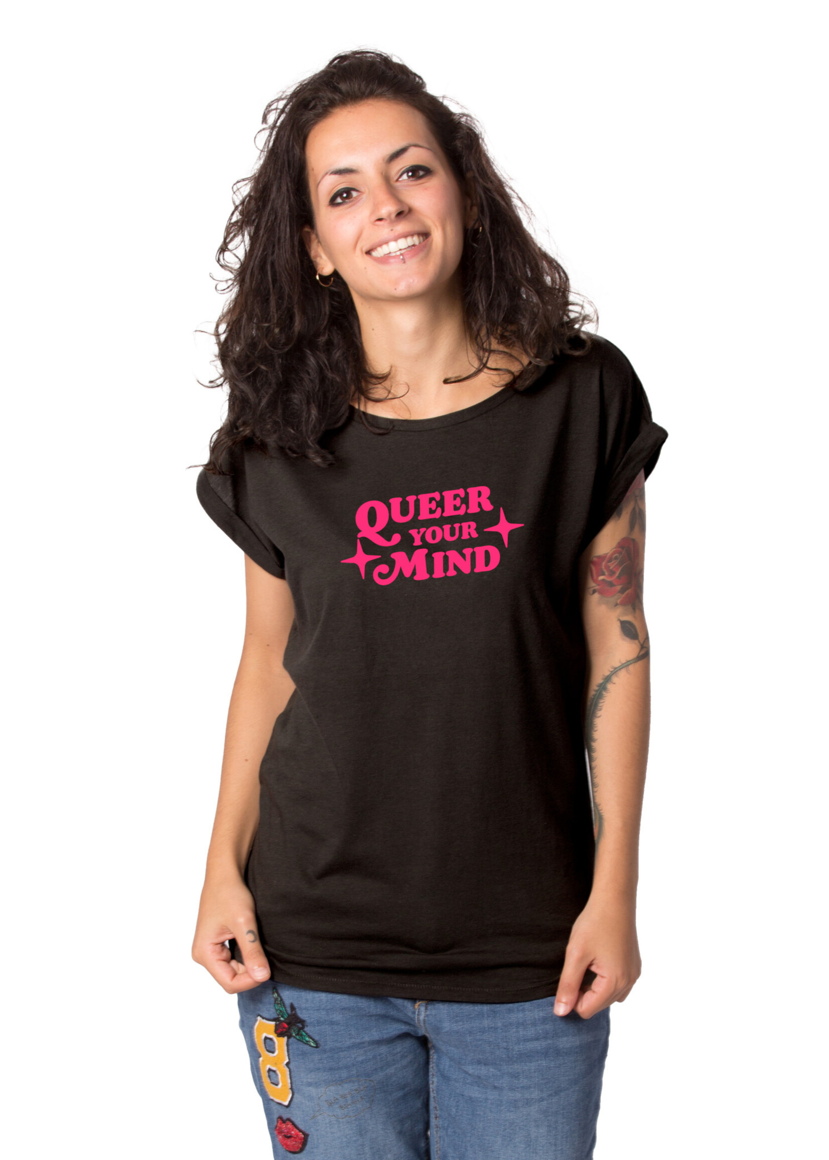 QUEER YOUR MIND T-SHIRT-ROLL-UP (F)