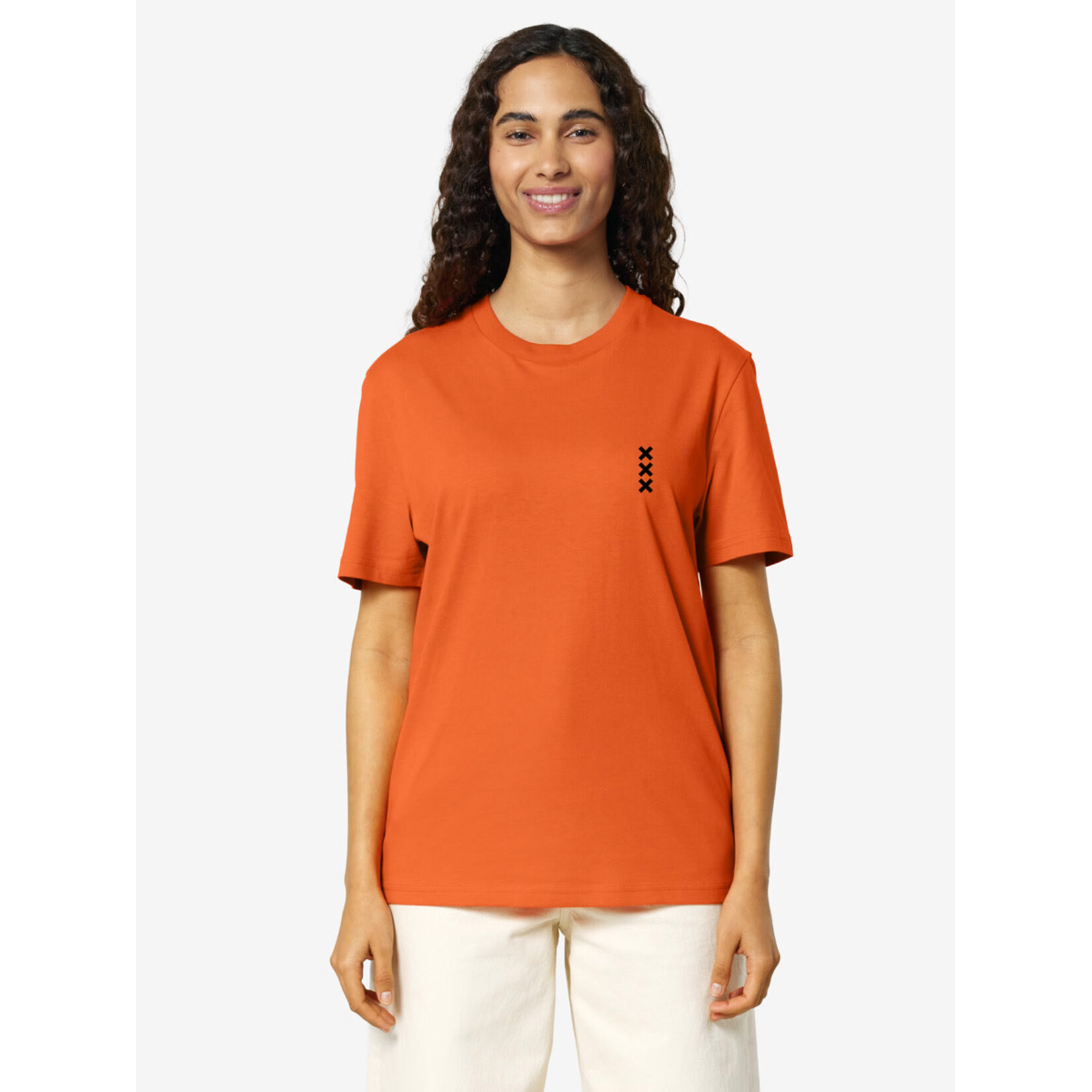 XXX BORSTLOGO  T-SHIRT - ORANJE