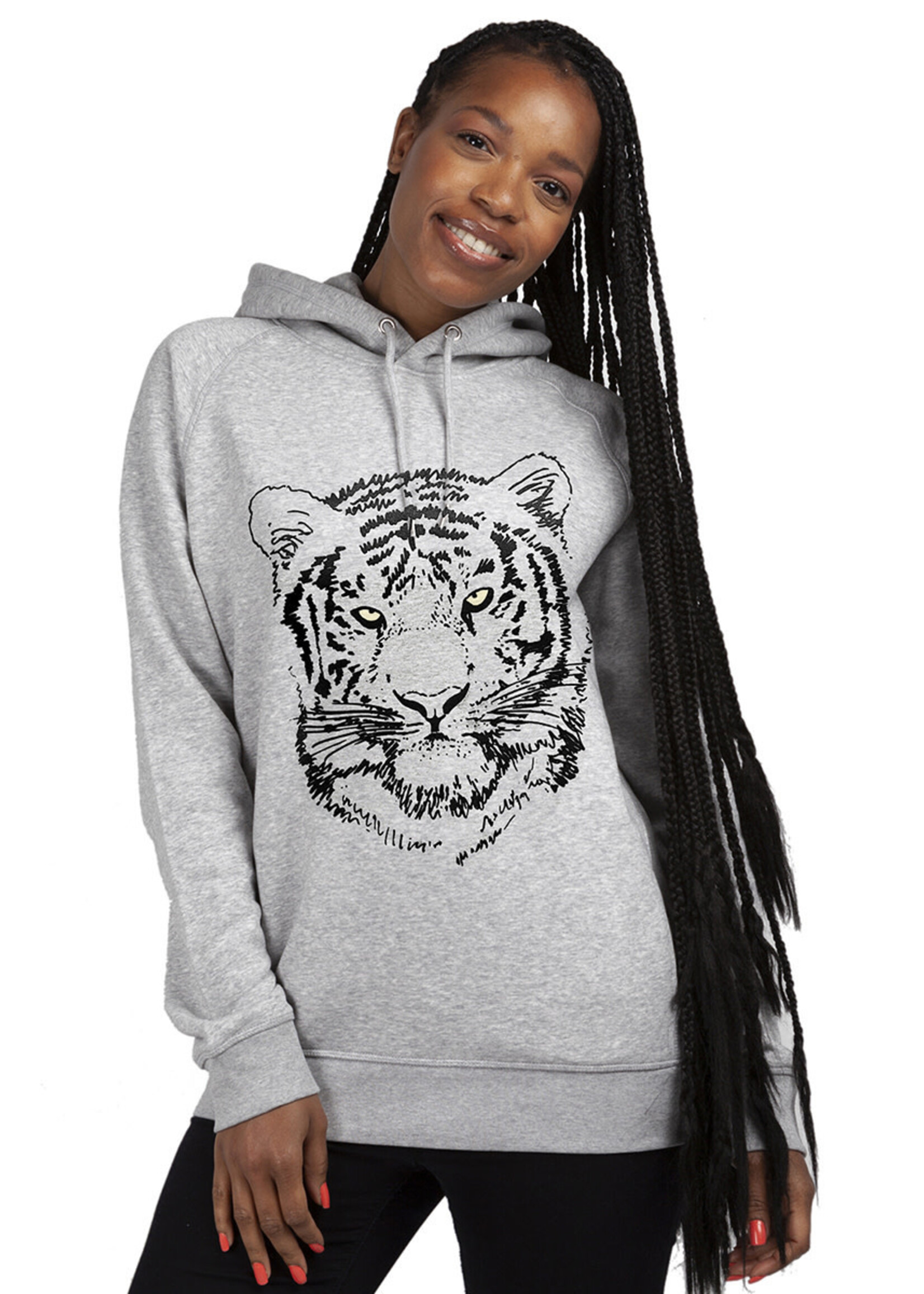 BLACK TIGER HOODIE - HEATHER GREY