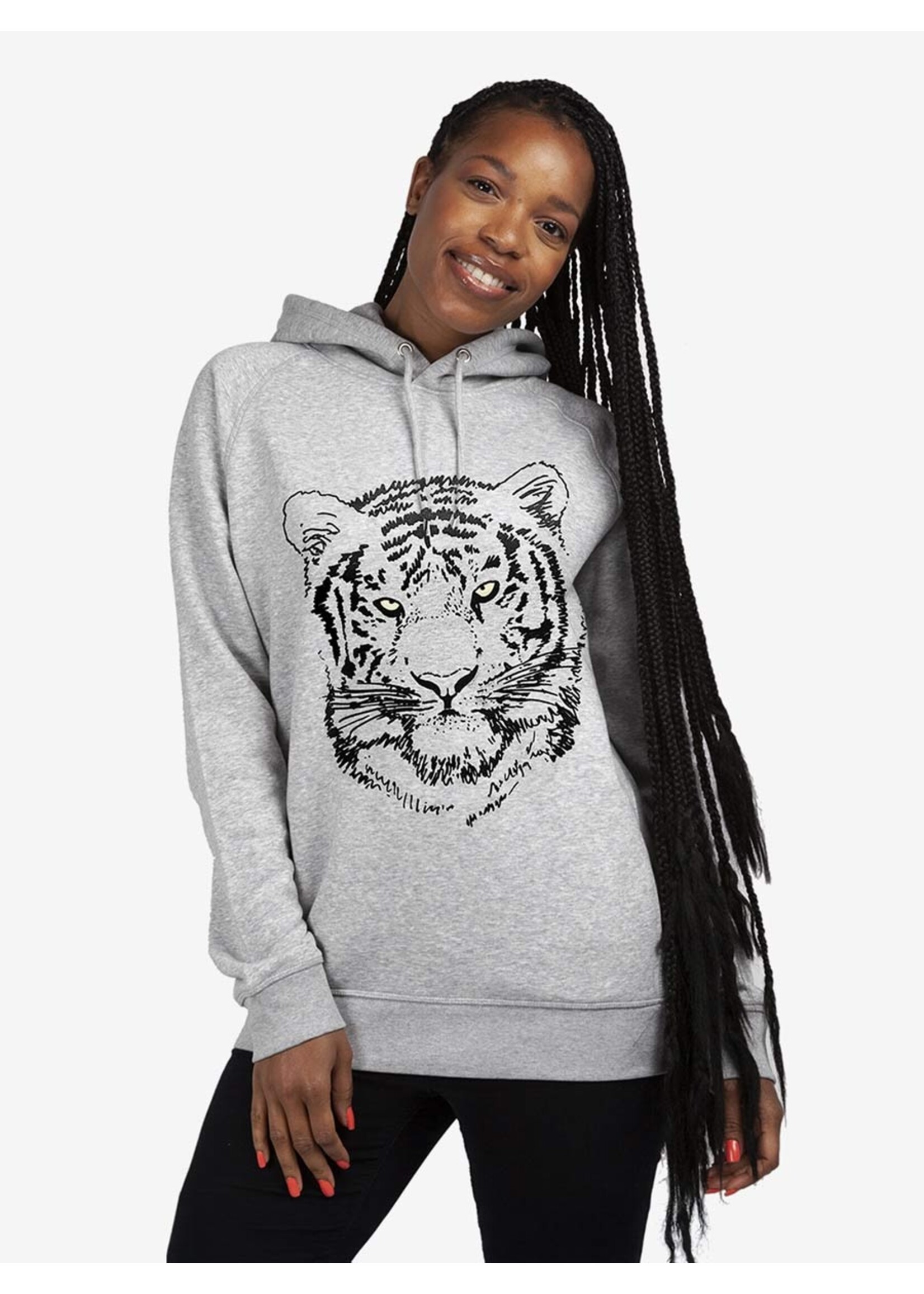 BLACK TIGER HOODIE - HEATHER GREY