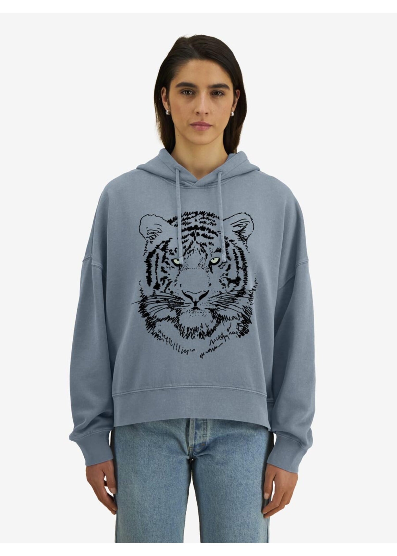 BLACK TIGER  CROP HOODIE -VINTAGE