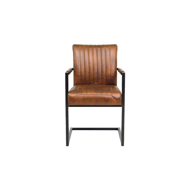 Tower Living Eetkamerstoel Ferro met armleuning - Cognac, donkerbruin, antraciet en groen