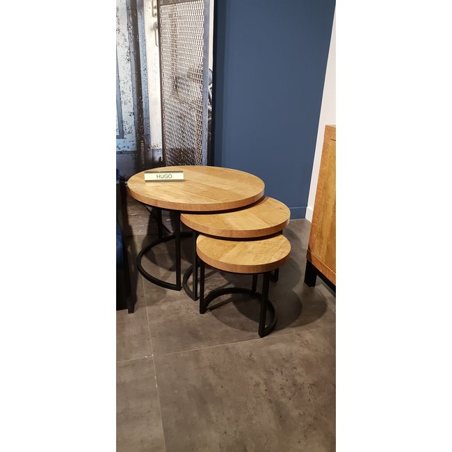 WoonMax Set van 3 salontafels Hugo met stalen onderstel