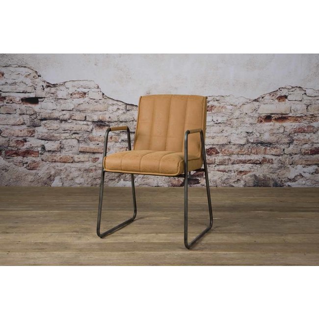 Tower Living Eetkamerstoel Santo met armleuning - cognac, grijs, antraciet en bruin