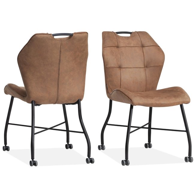 WoonMax Eettafelstoel Lee - cognac, antraciet en olijfgroen