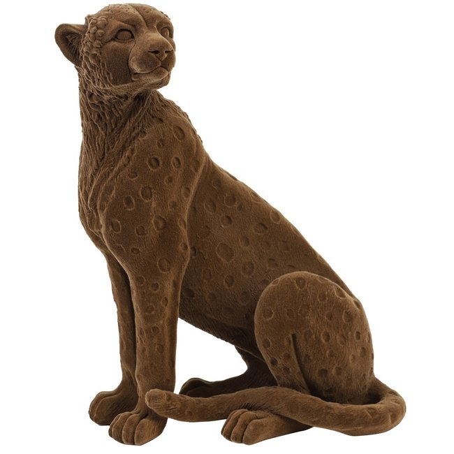 Light en Living Ornament CHEETAH velvet Bruin of zwart in 3 maten