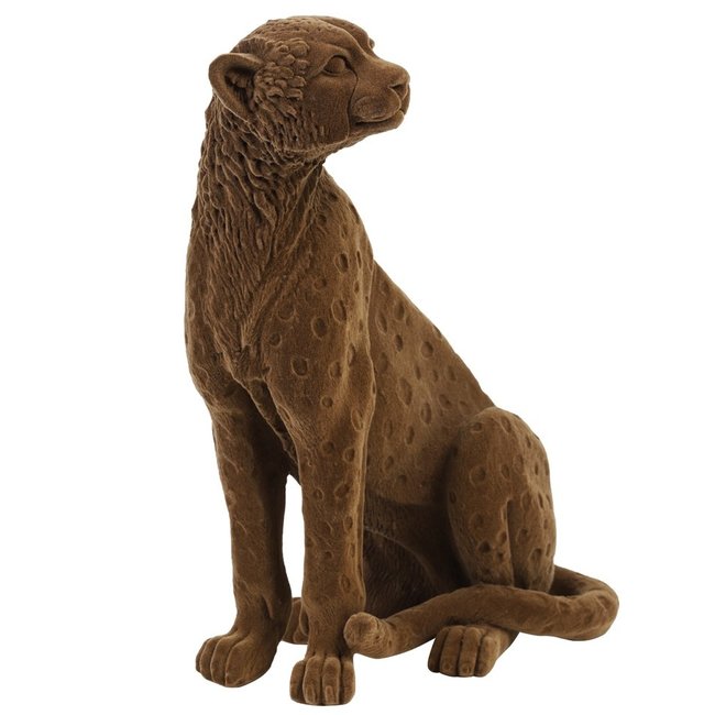 Light en Living Ornament CHEETAH velvet Bruin of zwart in 3 maten